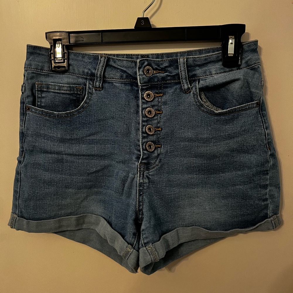 Denim Button-Up Women's Shorts